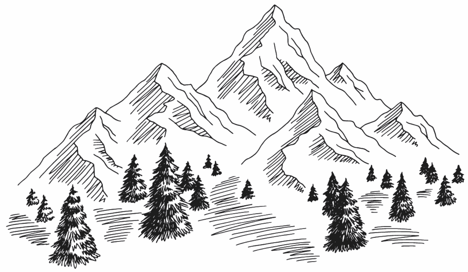 Handgezeichnete Berglandschaft